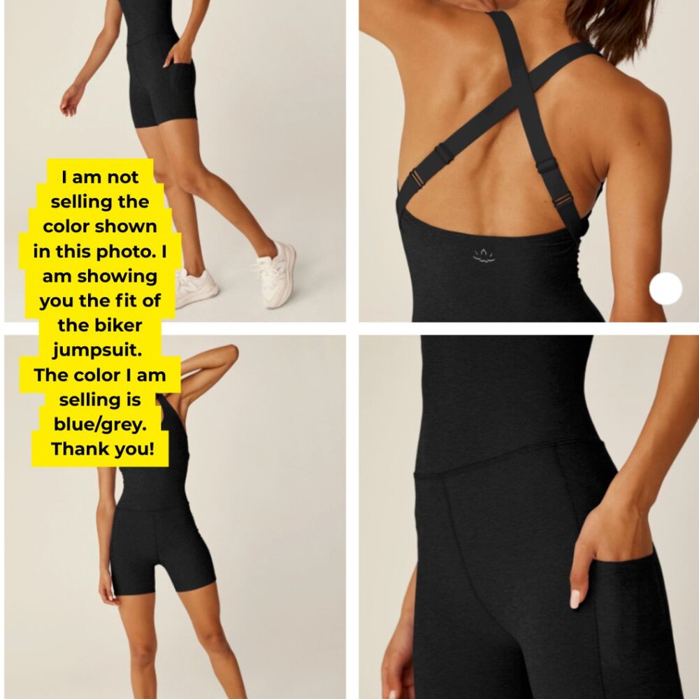 NWT! SIZE S / Pocket Biker Jumpsuit / Blue-Grey - Picture 2 of 7